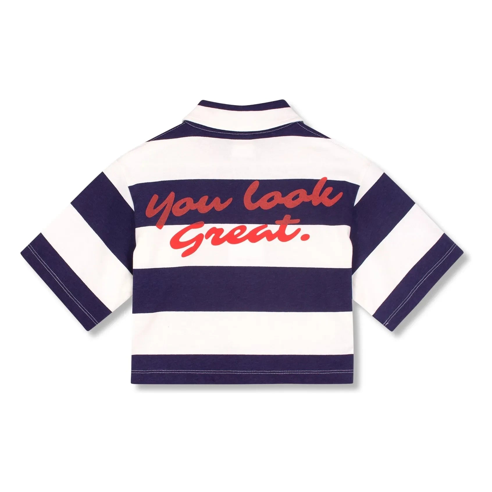 Wynken - Camisa corta de algodón orgánico a rayas | Azul marino