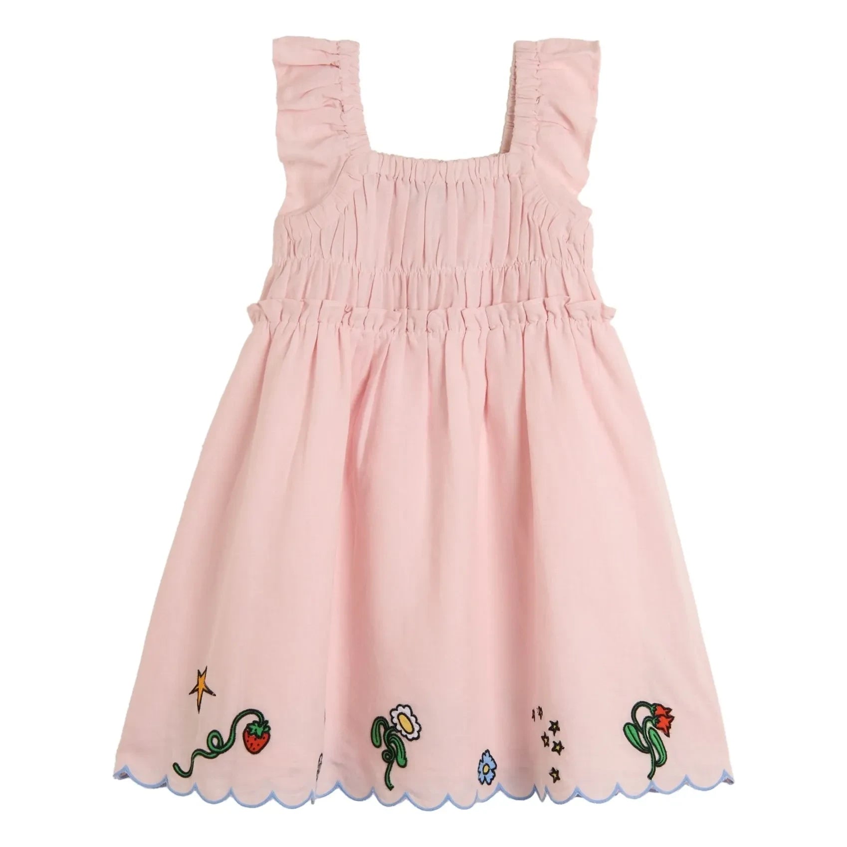 Stella McCartney Kids - Vestido fruncido de lino orgánico y algodón | Rosa