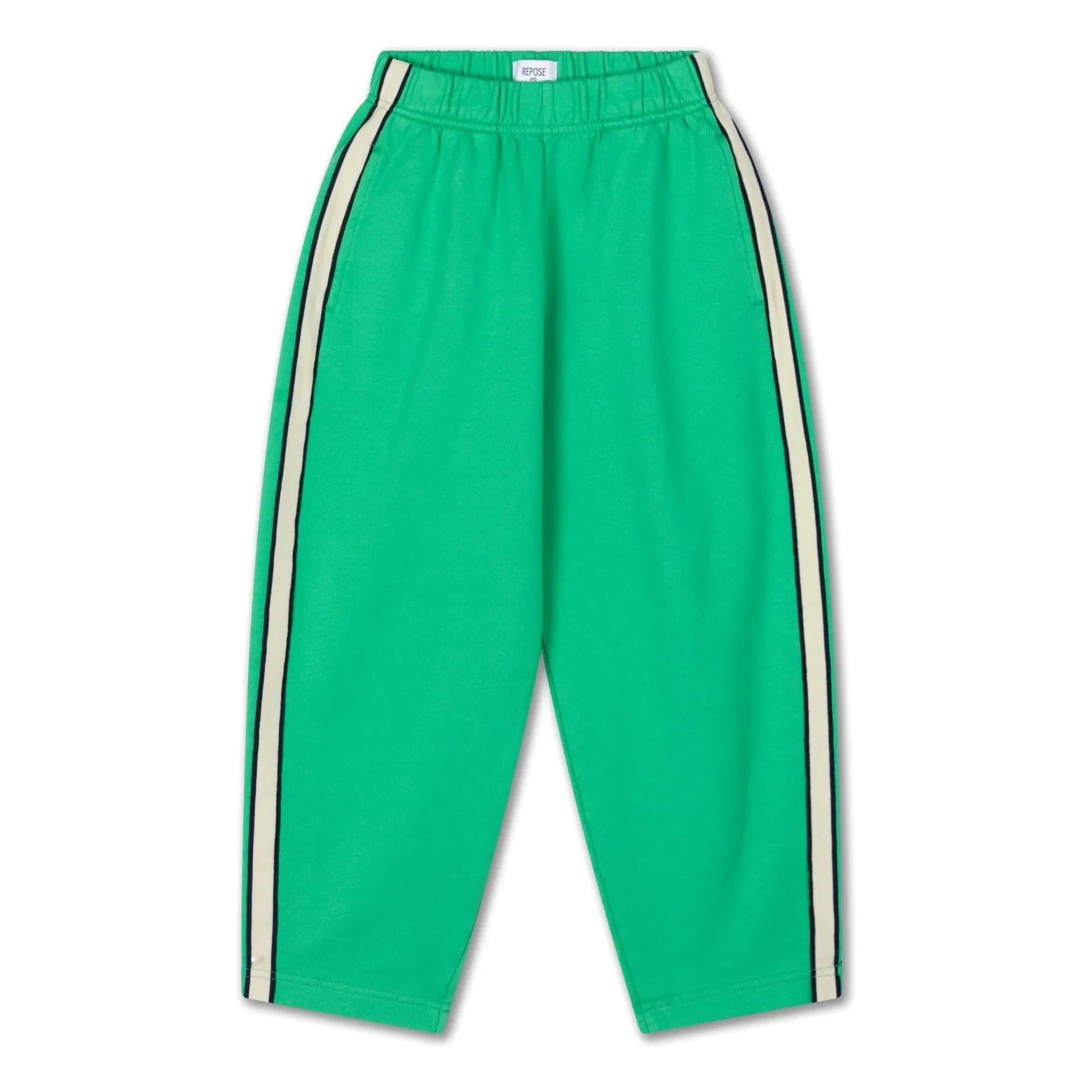 Repose AMS - Pantalón de chándal a rayas grandes de algodón orgánico | Verde