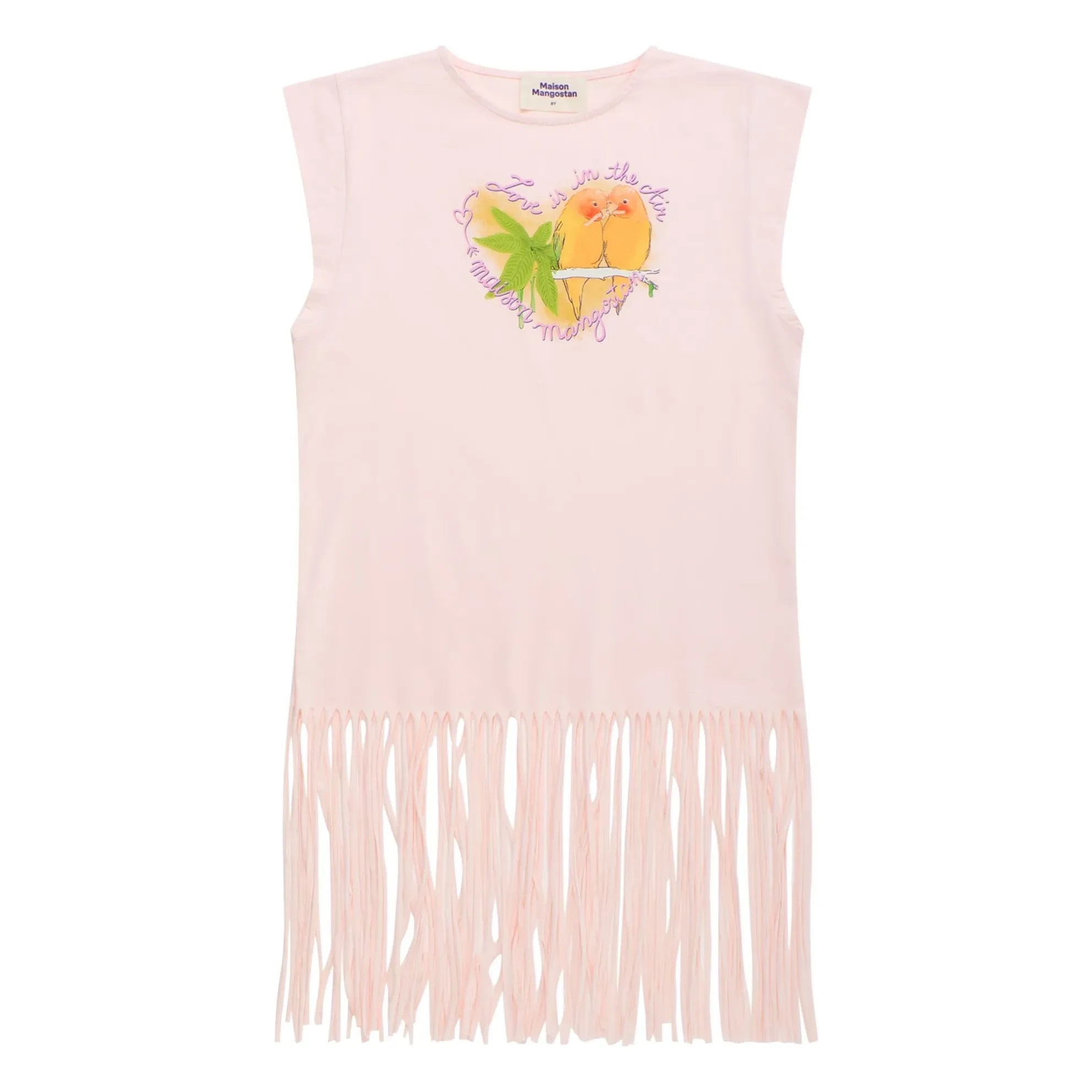 Maison Mangostan - Vestido con flecos de pájaros | Rosa