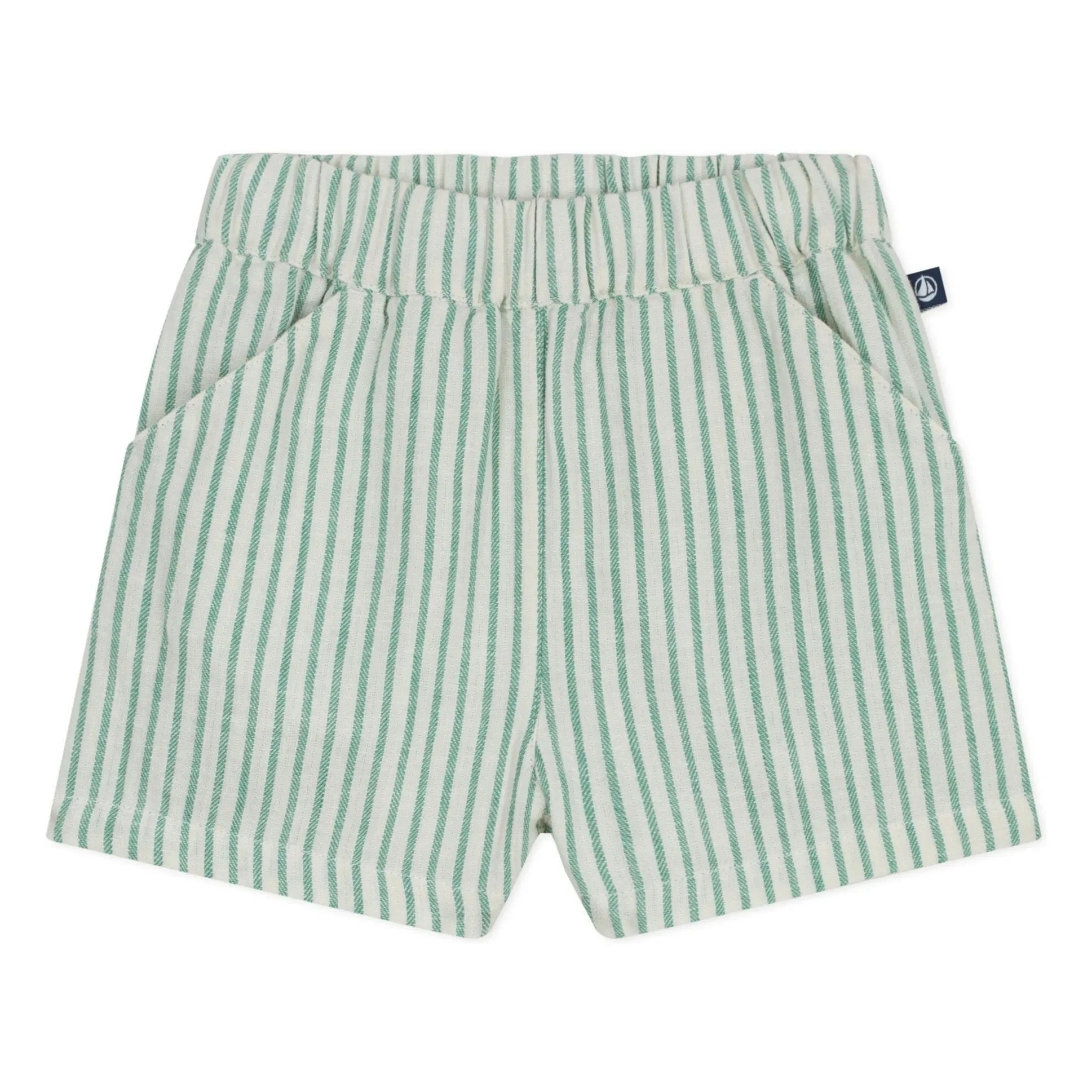 Petit Bateau - Pantalones cortos de lino a rayas | Verde