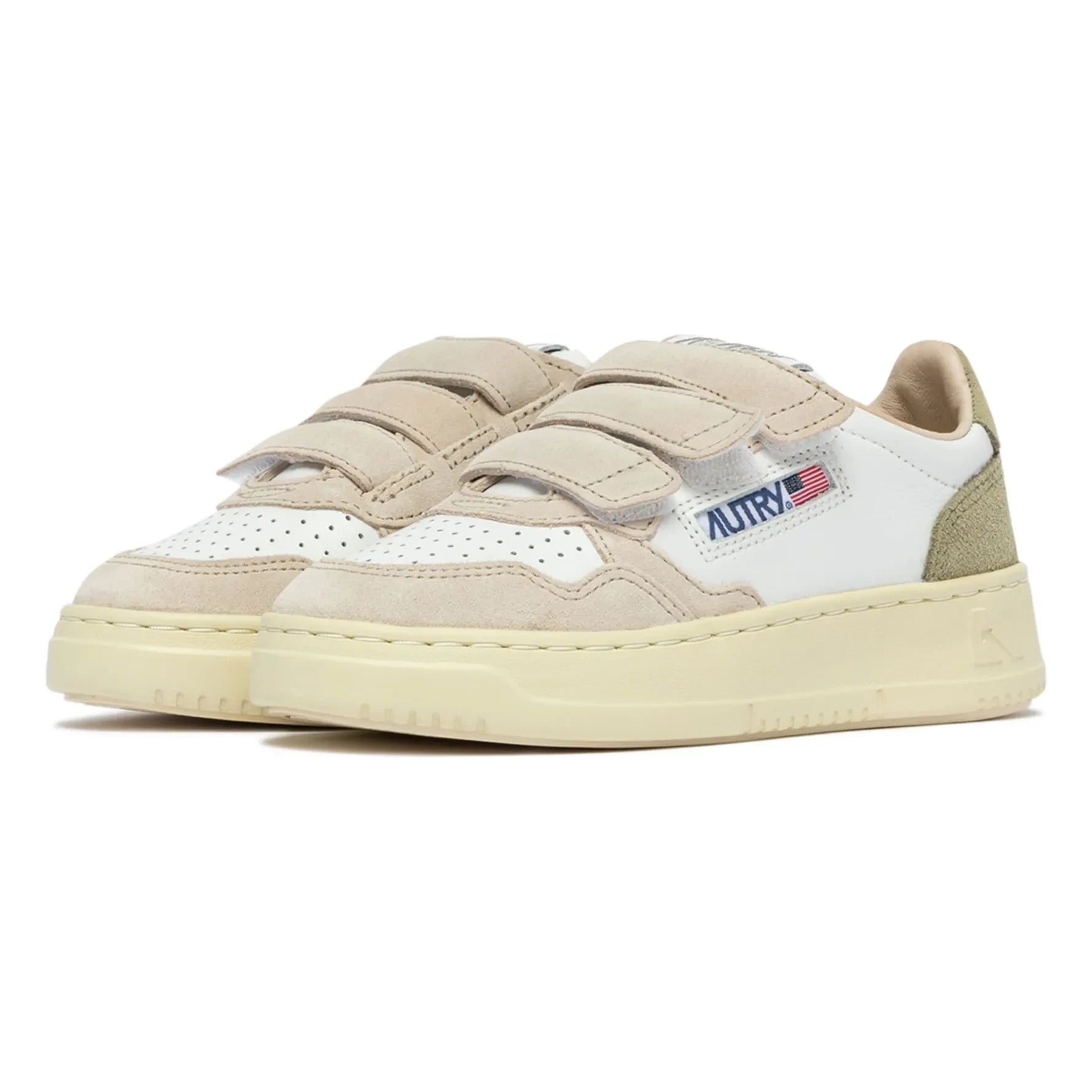 Autry - Zapatillas deportivas bajas de ante tricolor Kidstripes para niños | Caqui claro