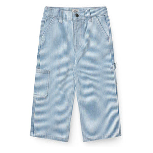Copenhagen Colors - Pantalones cargo de gabardina de algodón orgánico a rayas | Azul