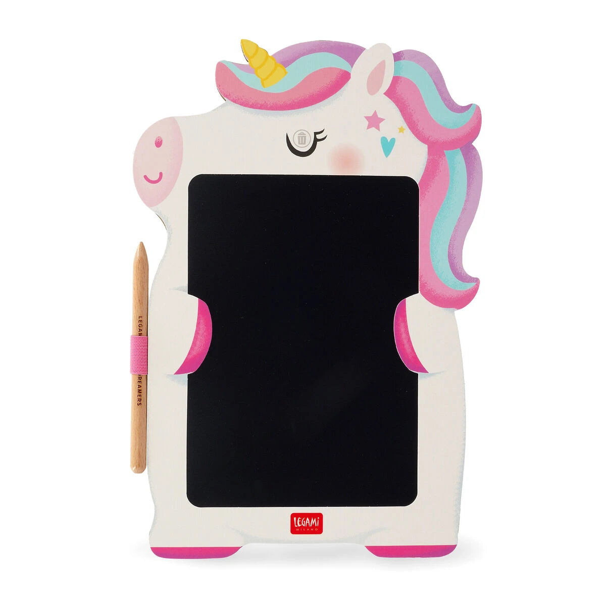 Legami - Pizarra LCD portátil de cartón con unicornio - Tablero de bocetos mágico