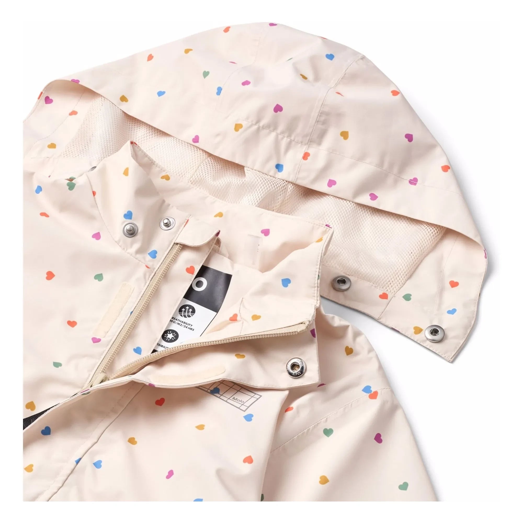 Molo - Chaqueta impermeable de fibra reciclada Waiton Cœurs | Rosa pálido