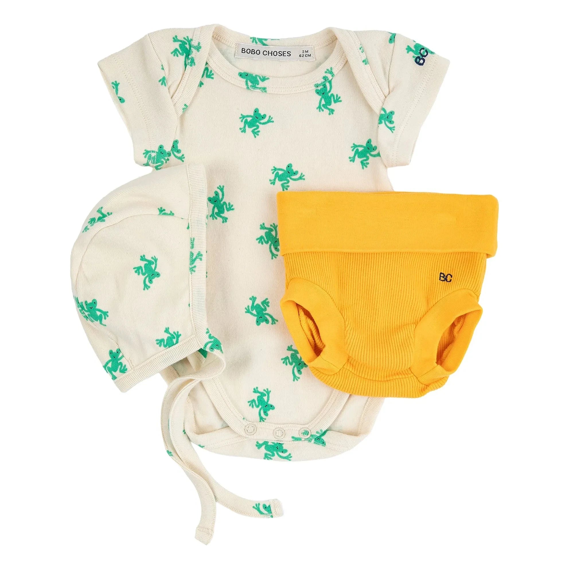 Bobo Choses - Conjunto de mono y pantalón corto con estampado de rana de algodón orgánico | Crudo