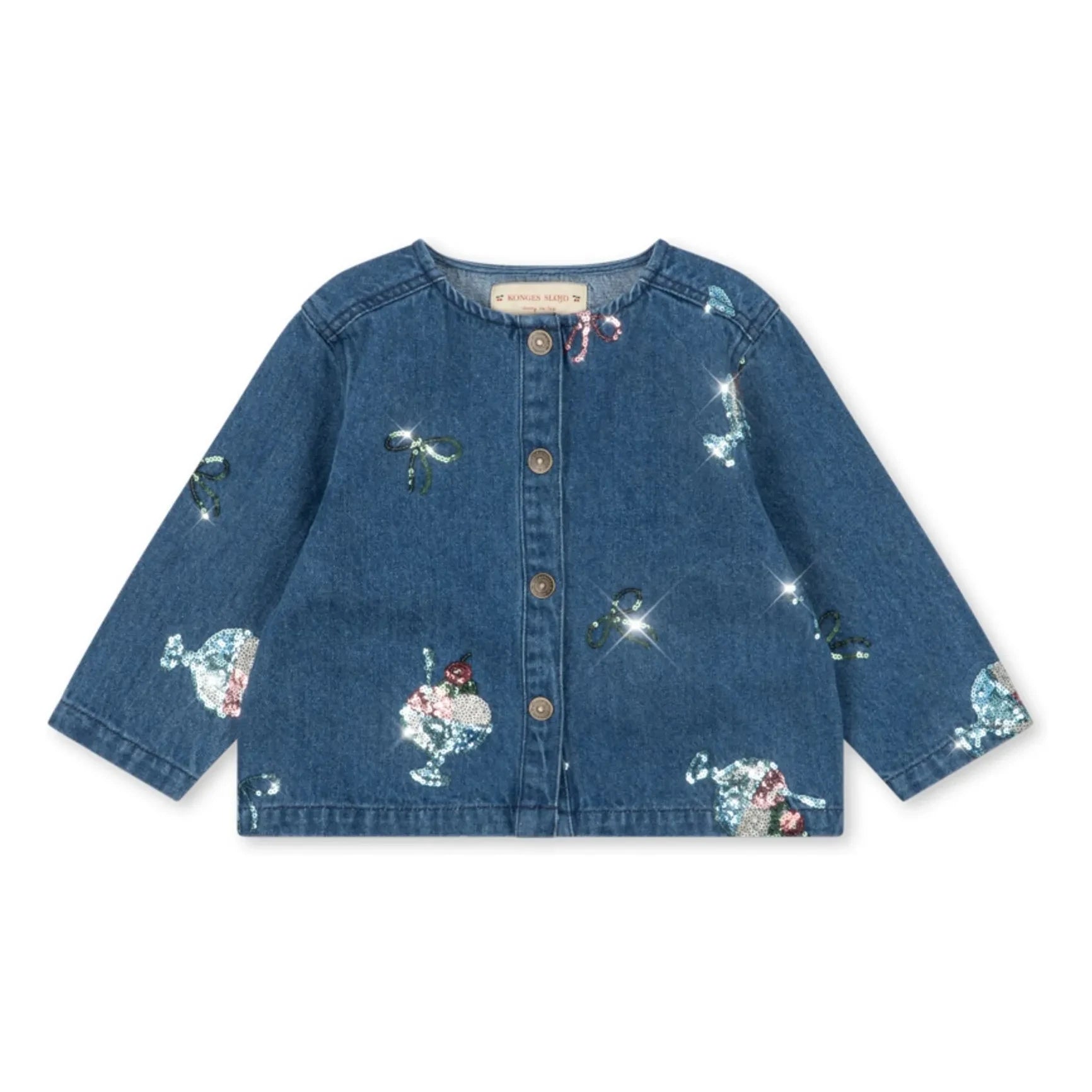Konges Sløjd - Chaqueta de algodón orgánico con motivo de helado de lentejuelas vaqueras | Azul