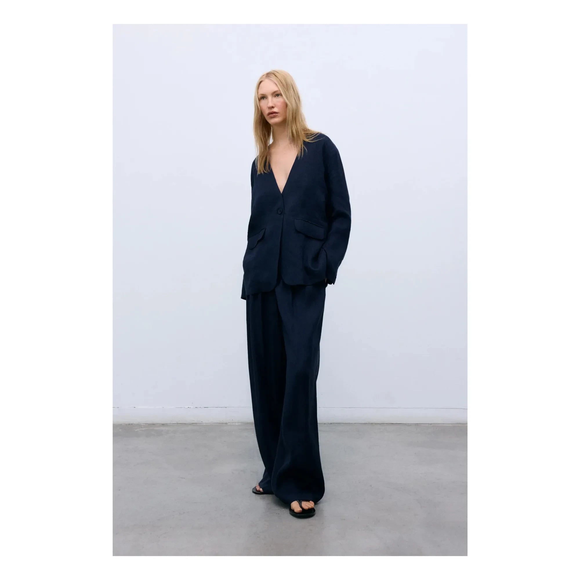 the new society - Blazer Luz lino | Azul noche