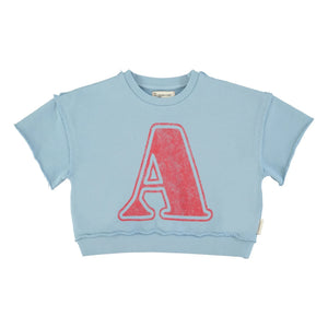 Piupiuchick - Sudadera de manga corta Lettre A Algodón orgánico | Azul claro
