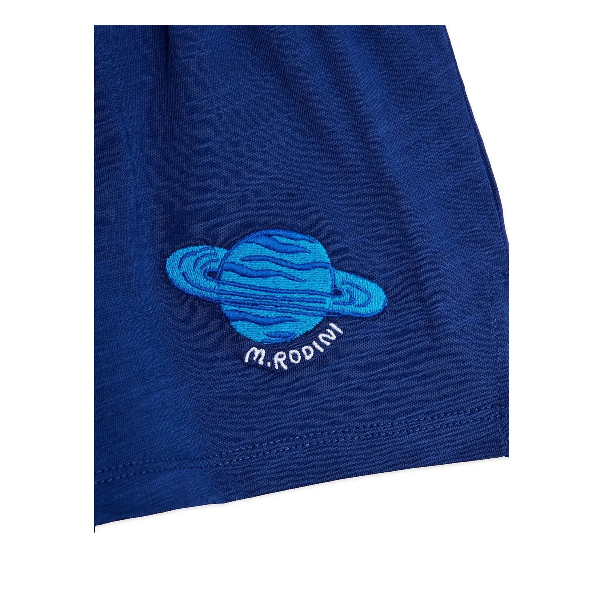 Mini Rodini - Pantalón corto azul de algodón orgánico Planète