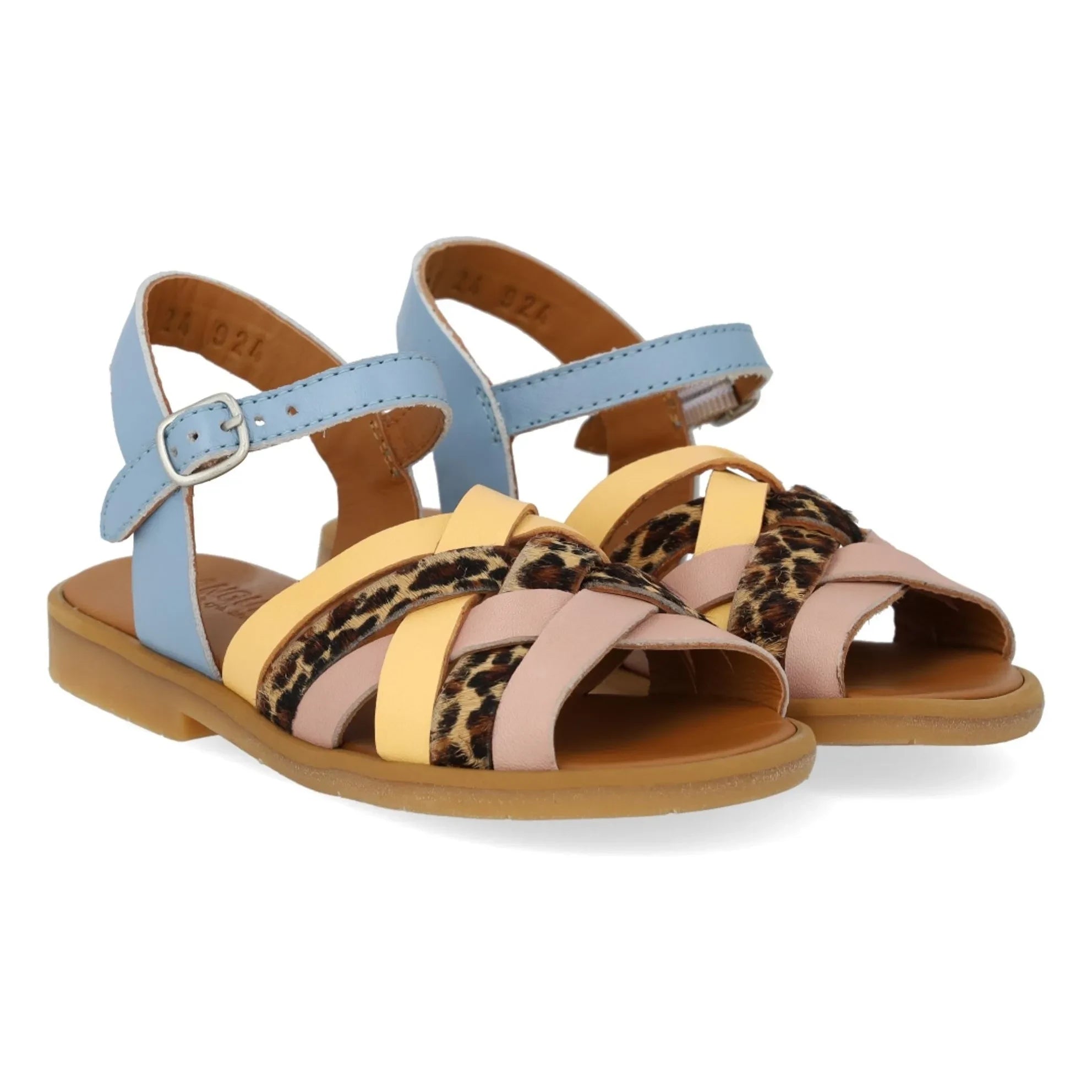 Angulus - Sandalias Trenzadas de Leopardo | Azul claro