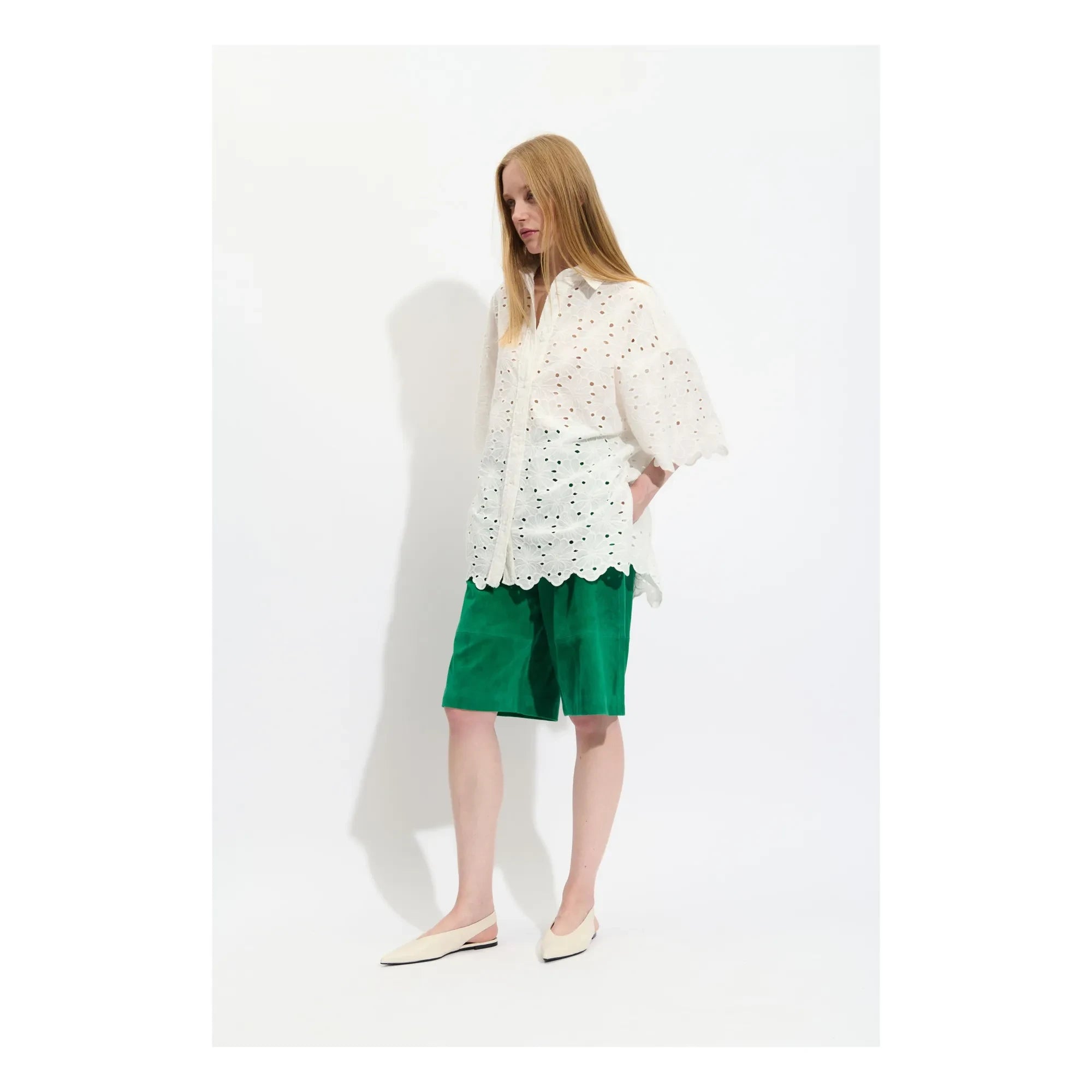 BELLEPIECE - Blusa bordada de algodón Pio | Blanco