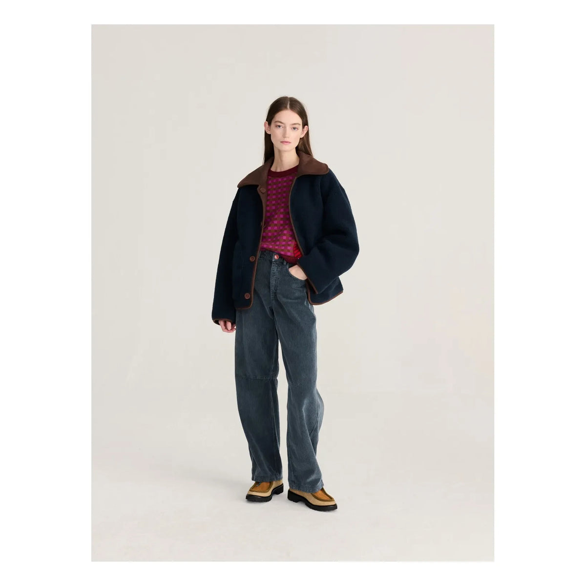 Bobo Choses - Chaqueta de sherpa suave de doble cara | Marrón oscuro
