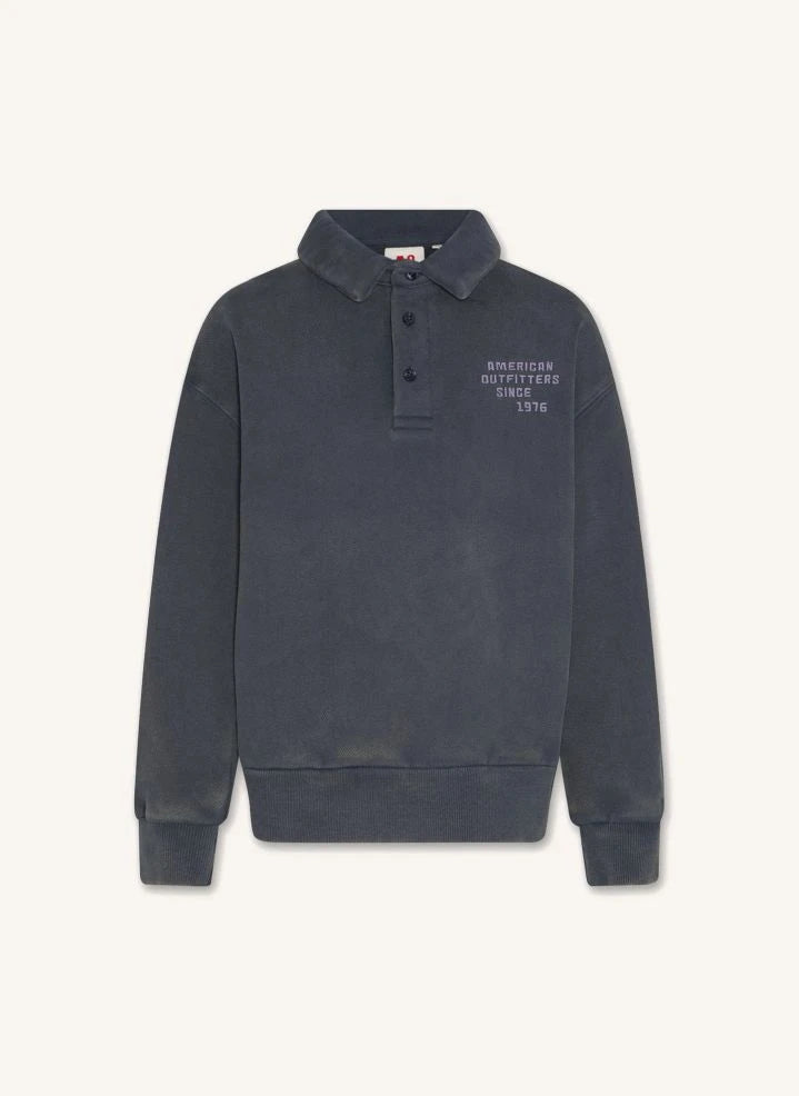 AO76 - Sudadera de Polo de Cuello con Algodón Reciclado | Gris Carbón
