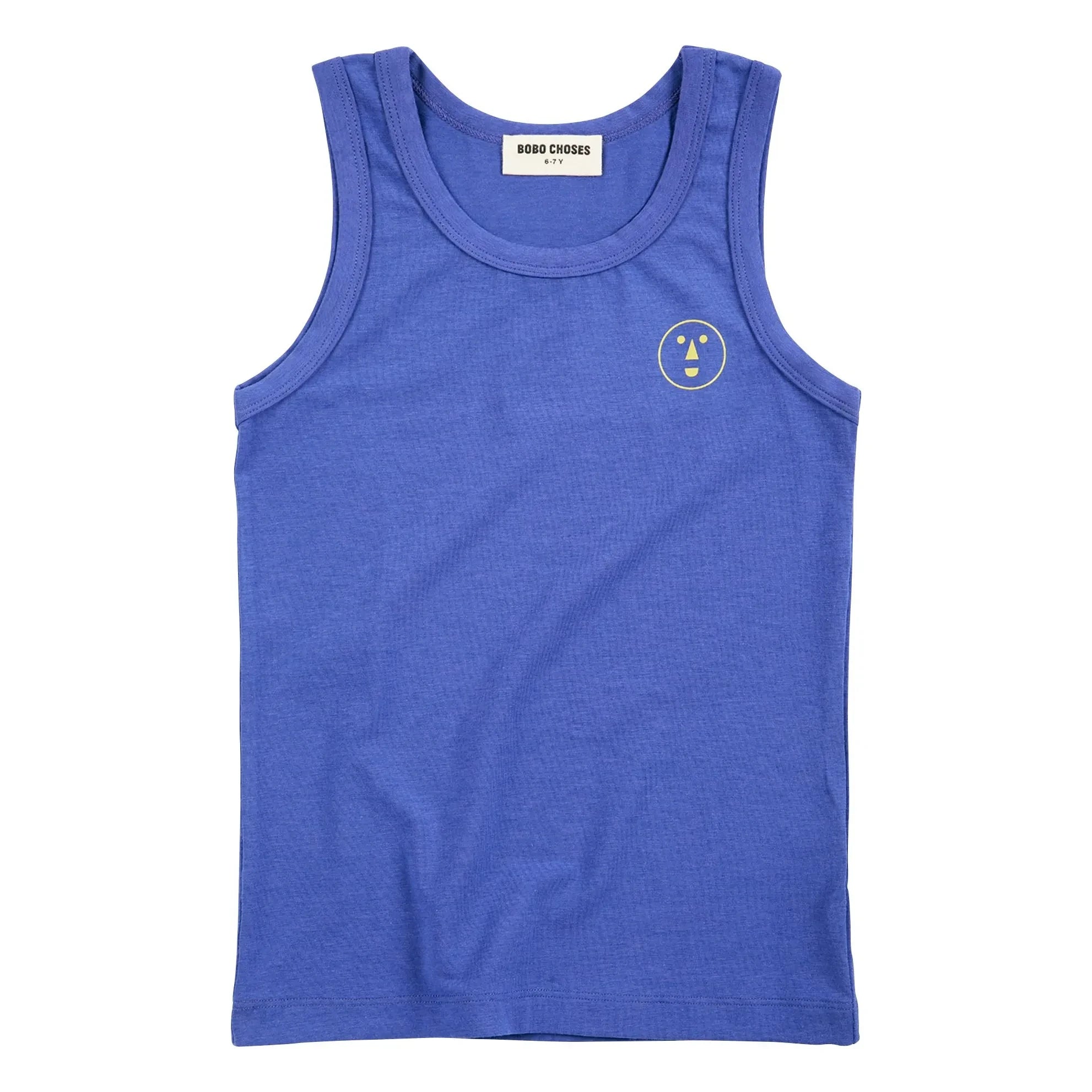 Bobo Choses - Camiseta sin mangas modal y algodón orgánico Have Fun Face | Azul real