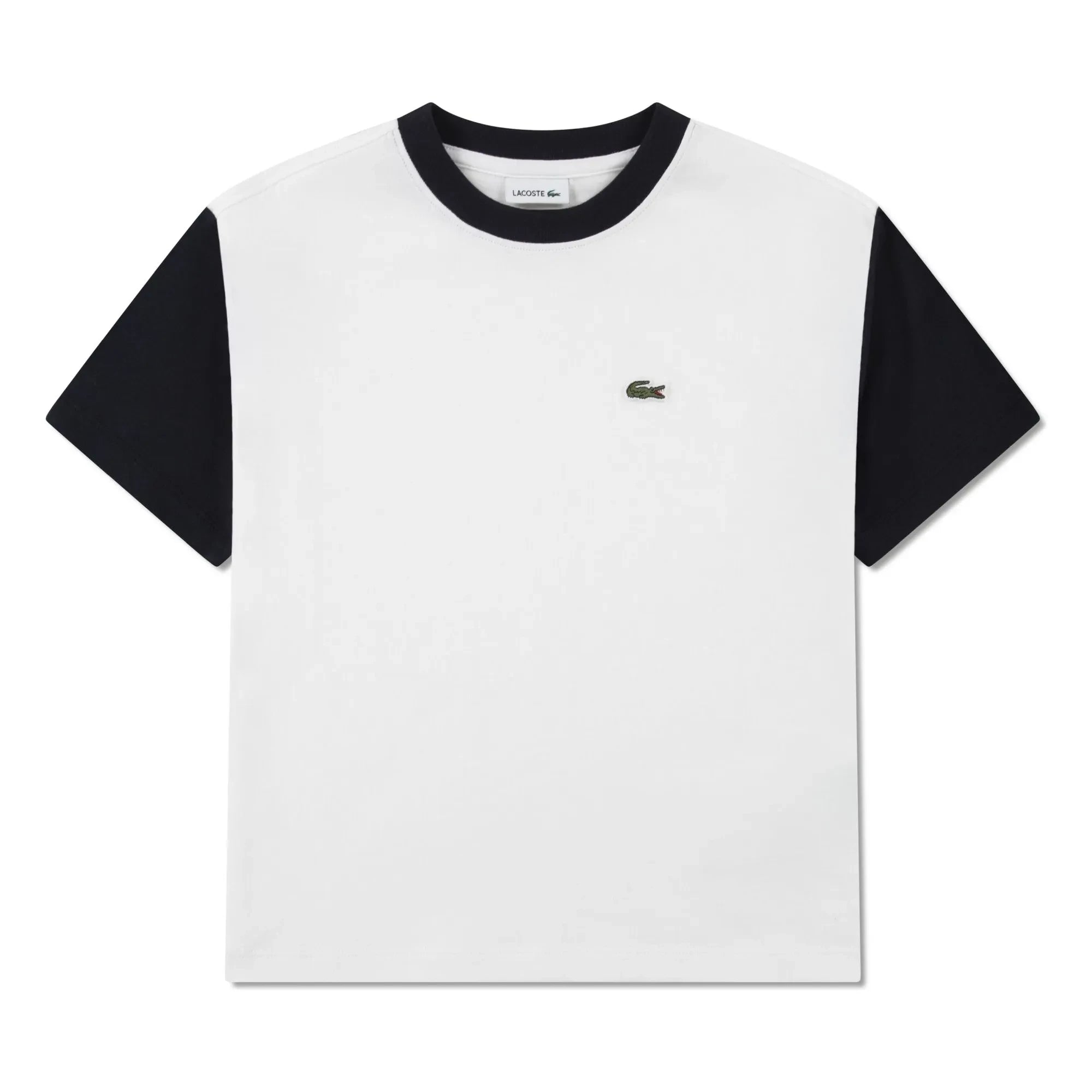 Lacoste - Camiseta de manga corta con logo y contraste de algodón orgánico | Blanco roto
