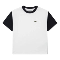 Lacoste - Camiseta de manga corta con logo y contraste de algodón orgánico | Blanco roto