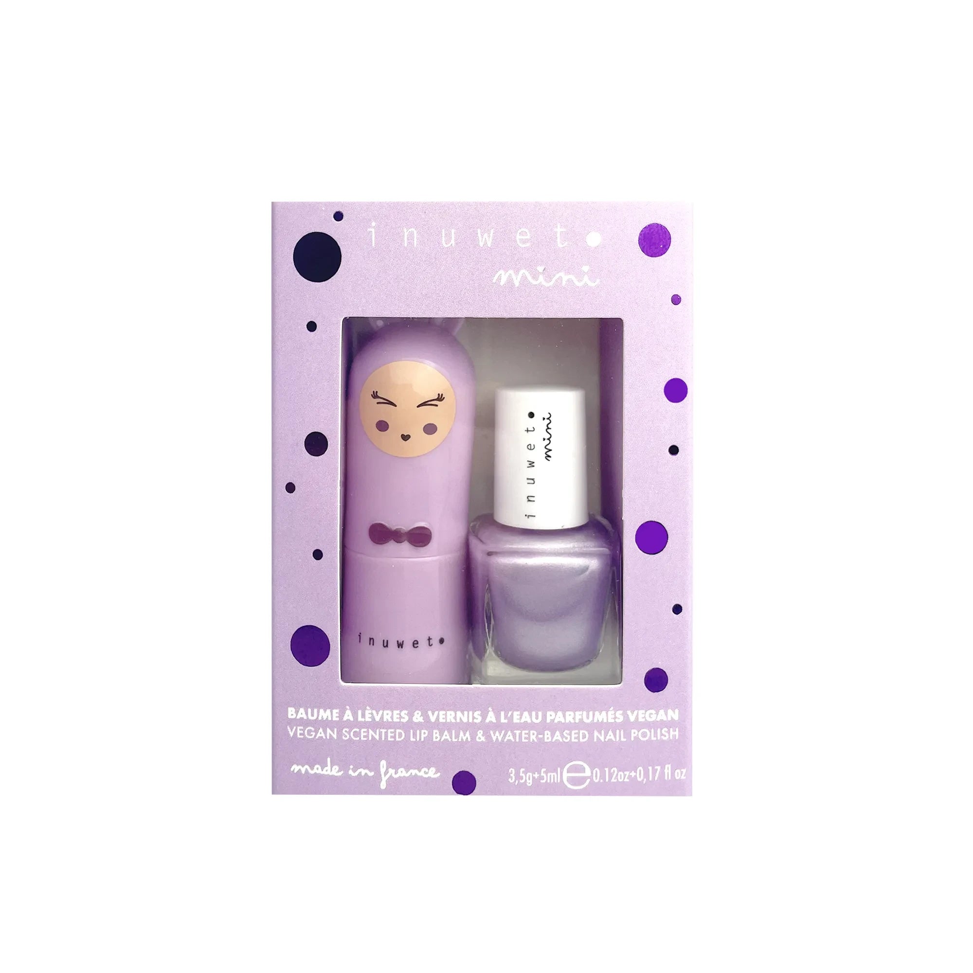 Inuwet - Set doble de esmalte de uñas mate y bálsamo labial | Malva