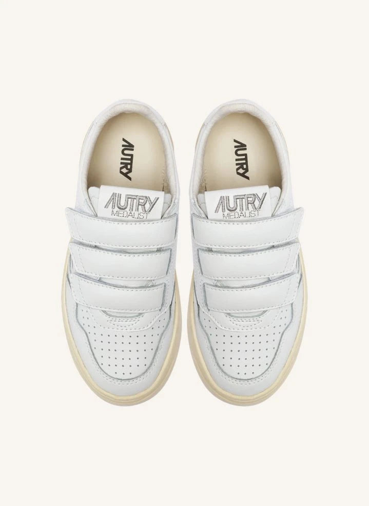Autry - Kidstripes Zapatillas de Cuero Bajo | Blanco
