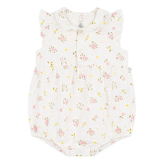 Petit Bateau - Peto de seersucker blanco de algodón orgánico con estampado floral