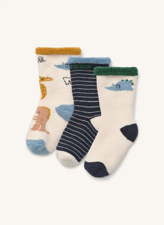 Liewood - Set de 3 pares de calcetines de dinosaurio Eloy | Beige