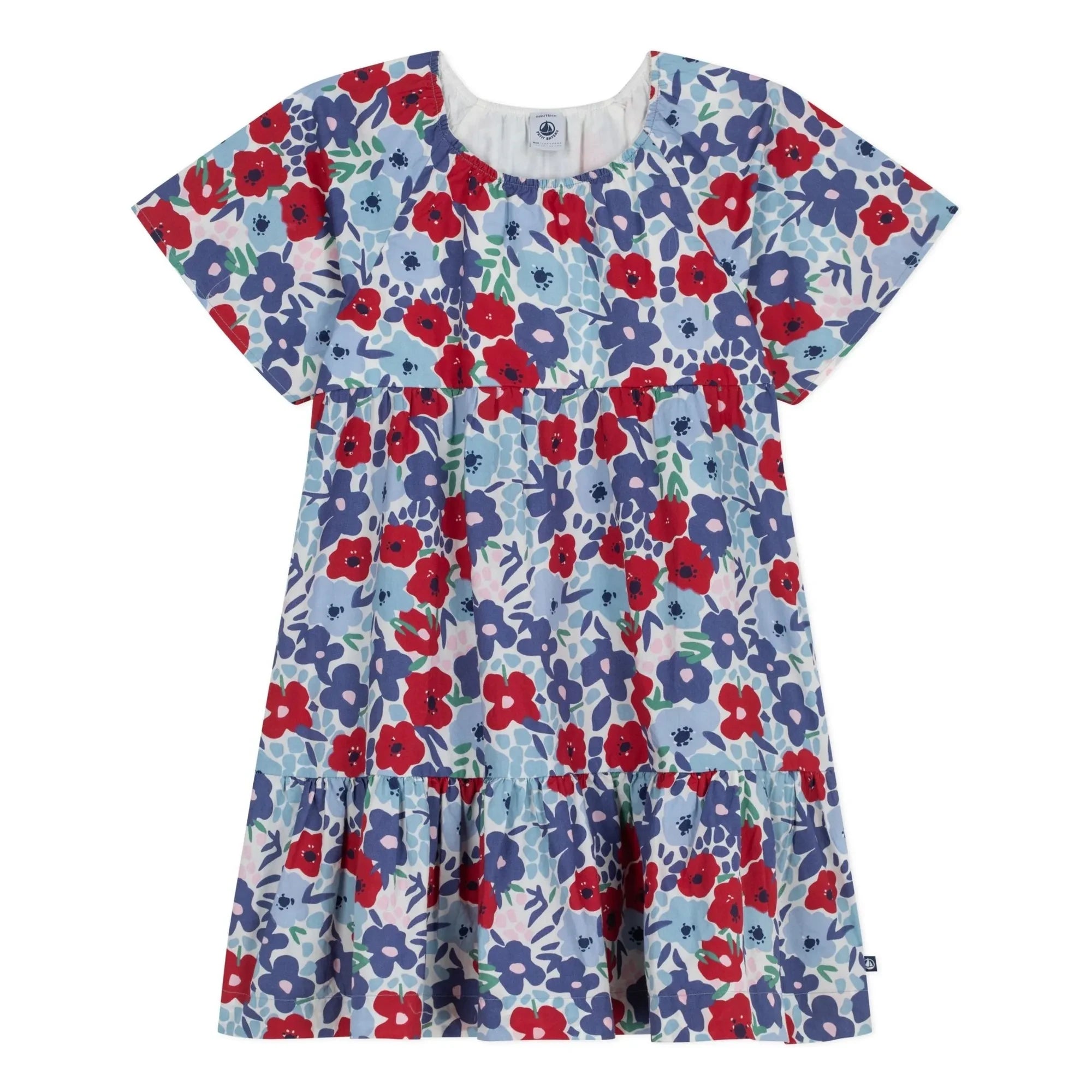 Petit Bateau - Vestido con estampado floral de popelina de algodón orgánico | Azul