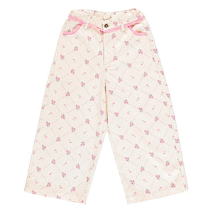 Bebe Organic - Heidi Çiçek Desenli Pantolon | Ecru