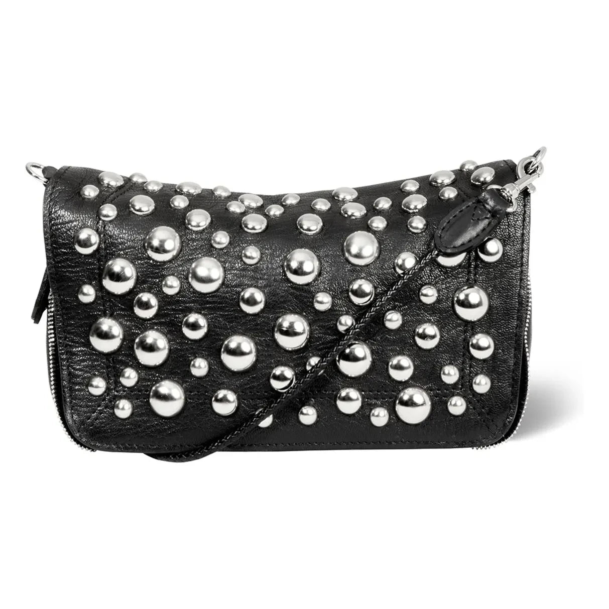 Jérôme Dreyfuss - Bolso Bobi S, piel de cabra moteada, plata | Negro