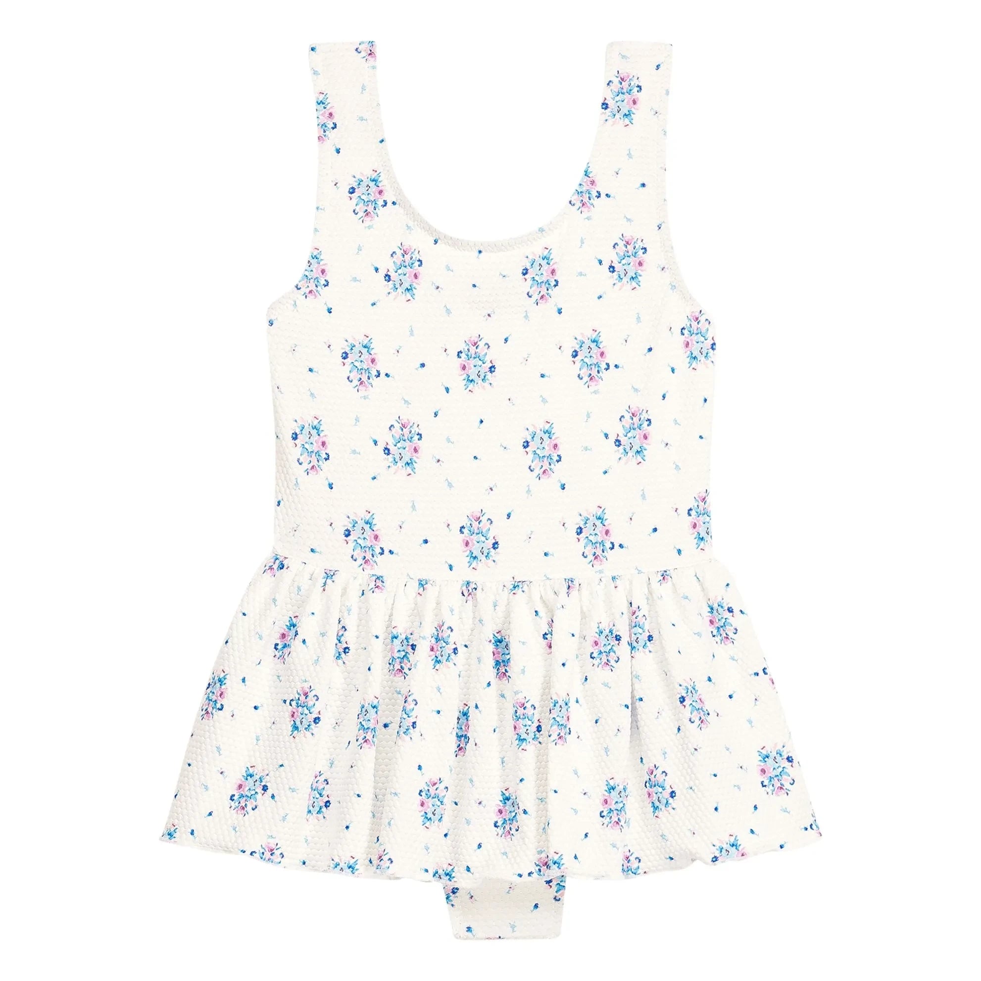 Louise Misha - Bañador Kalinda con estampado floral y falda waffle, fibra reciclada | Crema