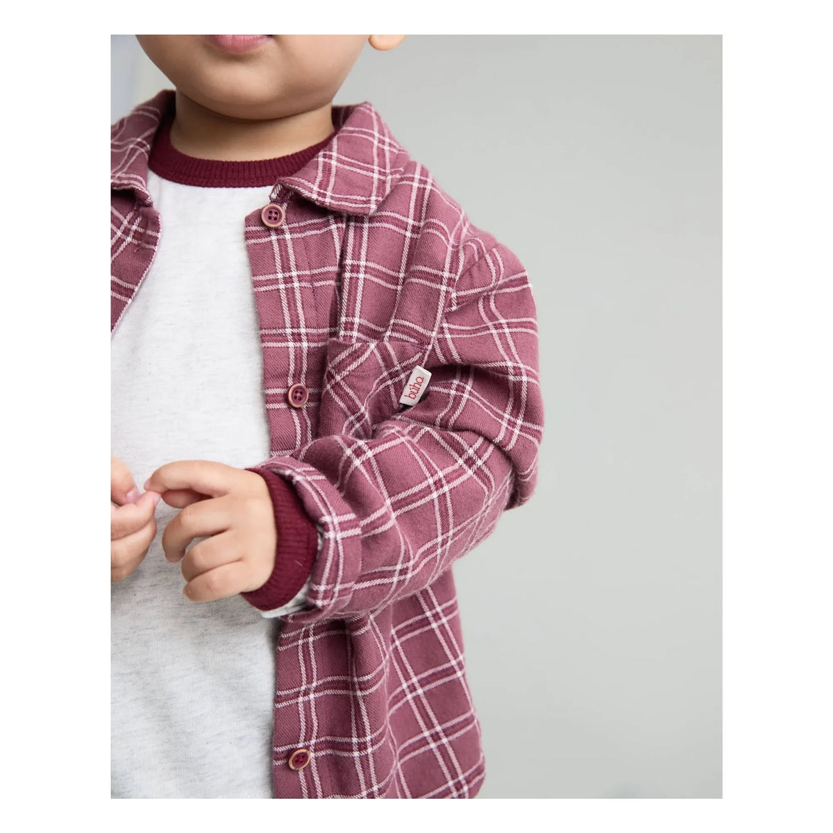 Búho - Camisa escocesa bebé | Burdeos