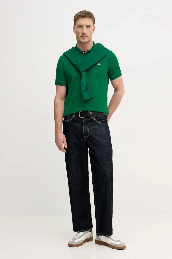 Camiseta de algodón para hombre con cuello tipo Gant