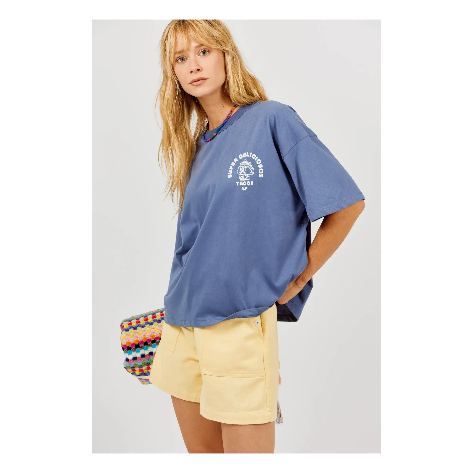 a.p - Camiseta de algodón orgánico Super Tacos | Azul noche