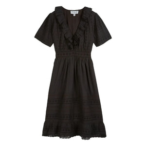 Emile et Ida - Vestido de algodón con bordado inglés | Negro