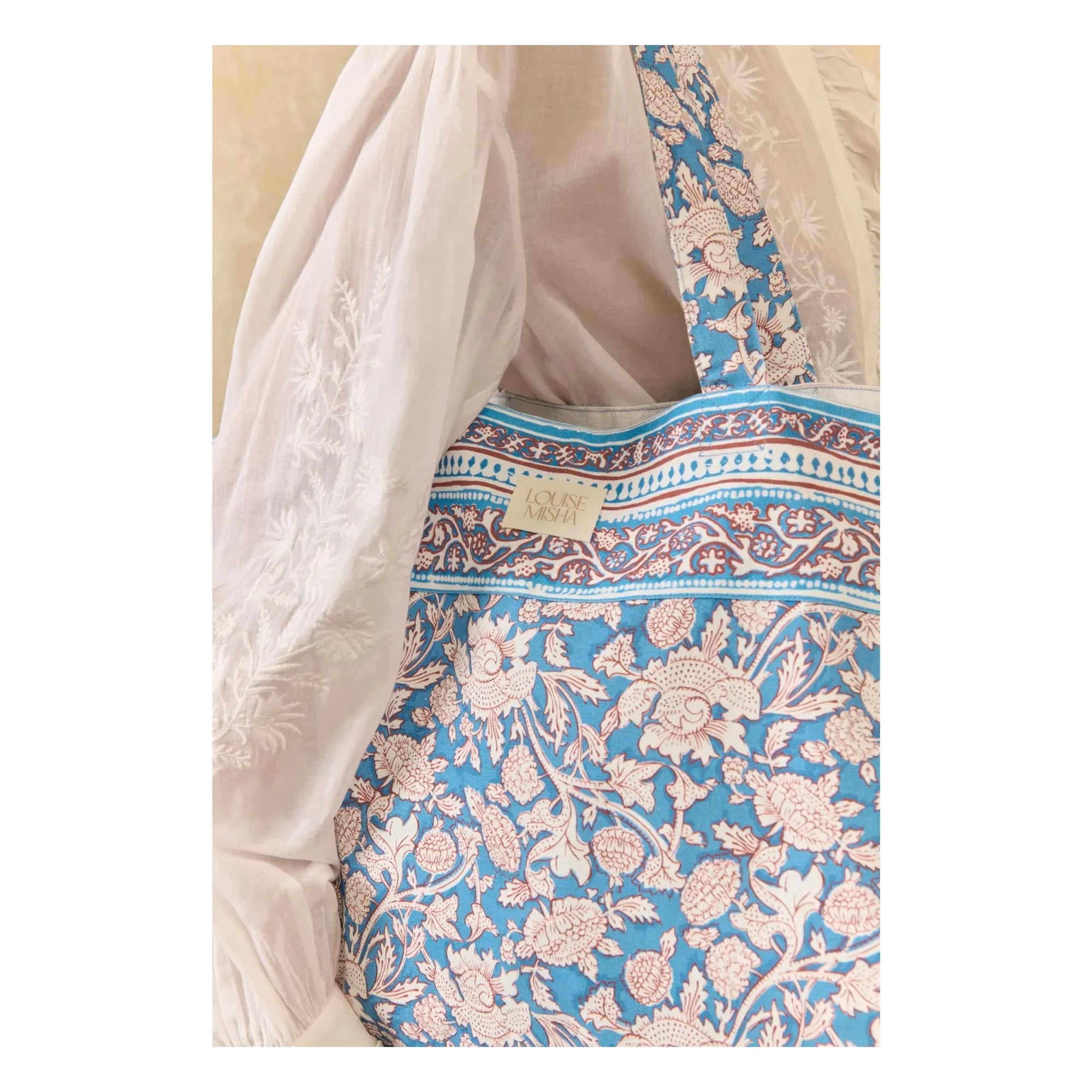 Louise Misha - Bolso tote de algodón Beverly | Azul claro