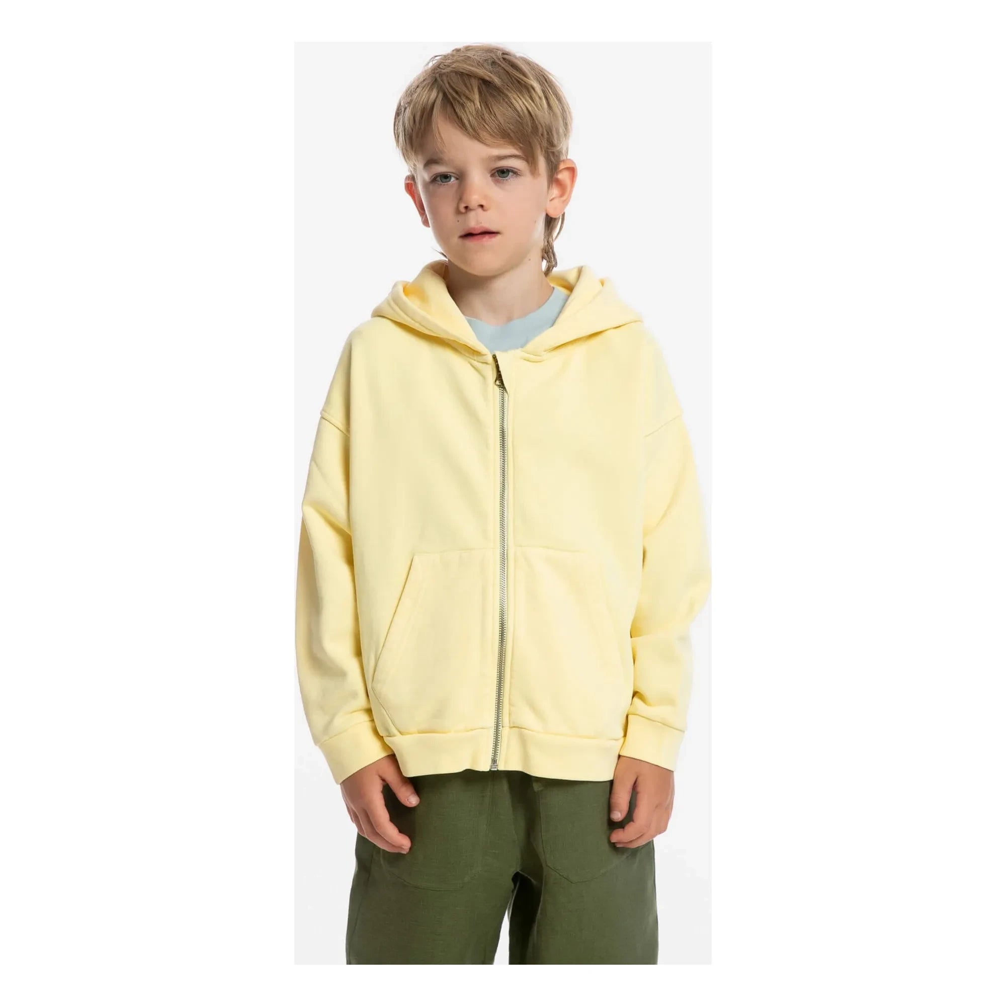 Matona - Sudadera con capucha y cremallera de algodón orgánico | Amarillo pálido