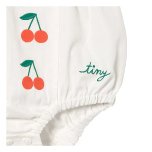 Tinycottons - Mono de sarga con cerezas | Blanco