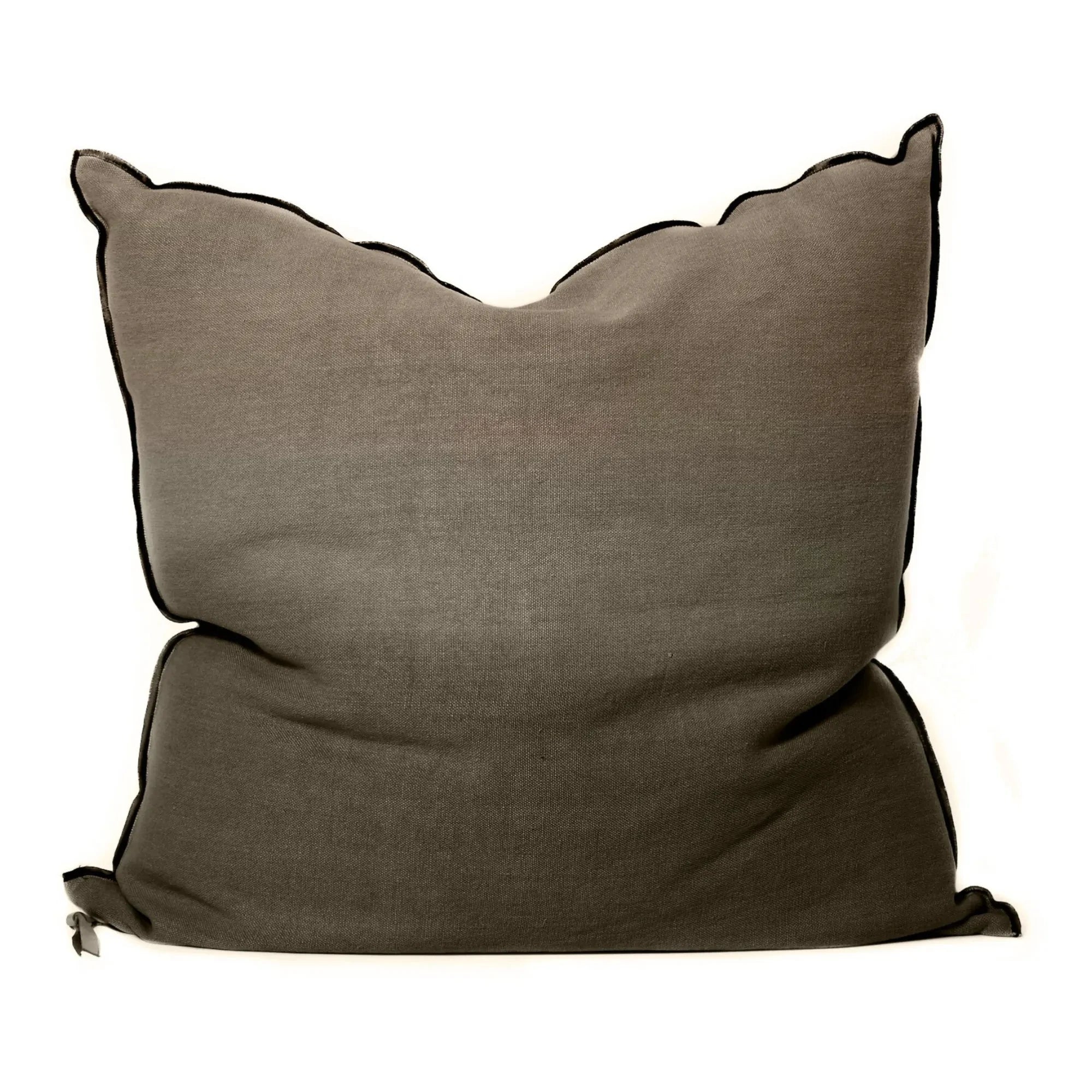 Maison de Vacances - Vice Versa Black Line Almohada de lino lavada a la piedra | Caqui