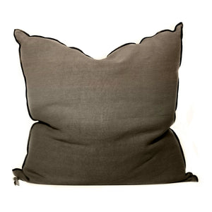 Maison de Vacances - Vice Versa Black Line Almohada de lino lavada a la piedra | Caqui