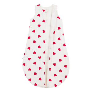 Petit Bateau - Saco de dormir de gasa de algodón con corazones | Blanco