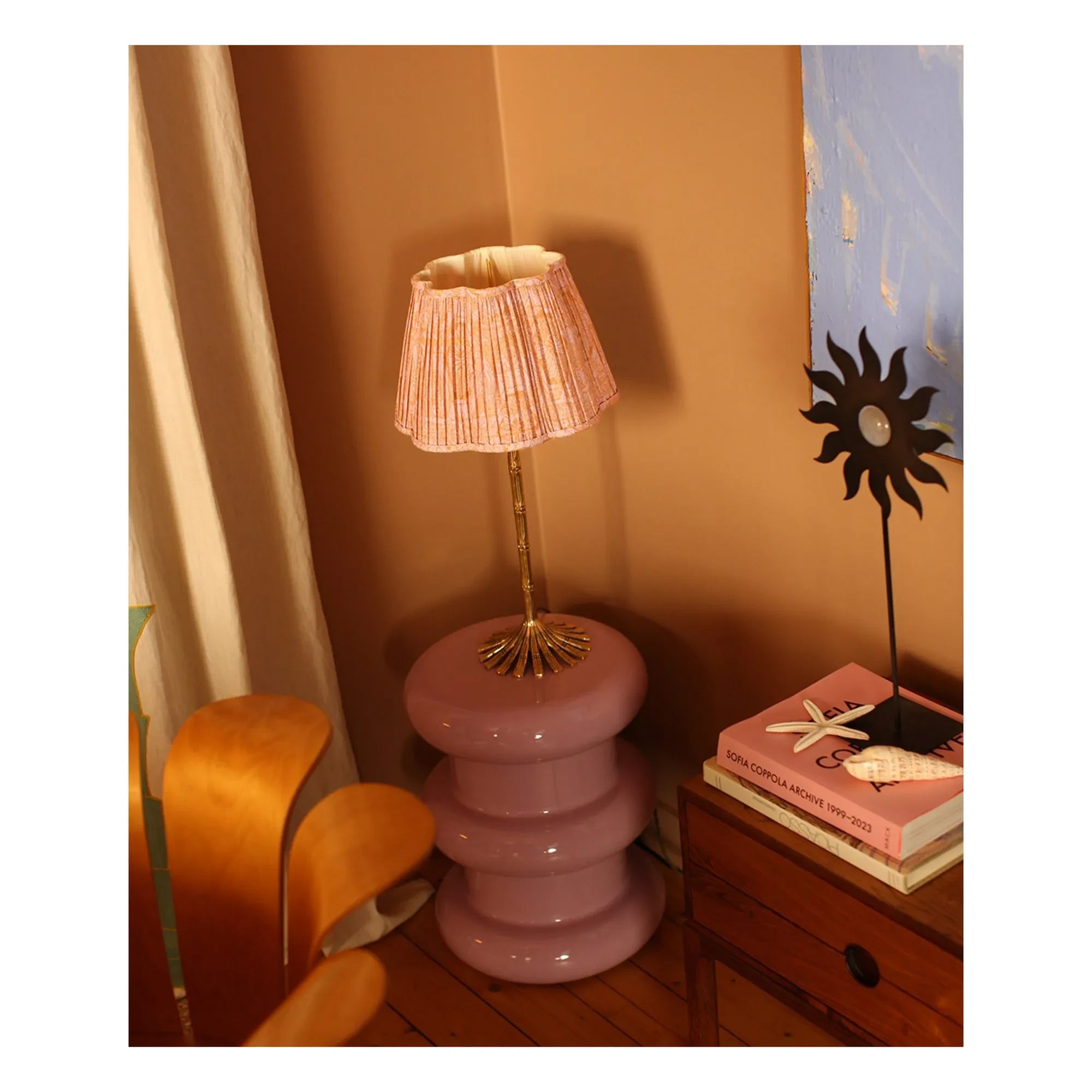 Doing Goods - Pantalla de lámpara de algodón estampado Diya | Rosa