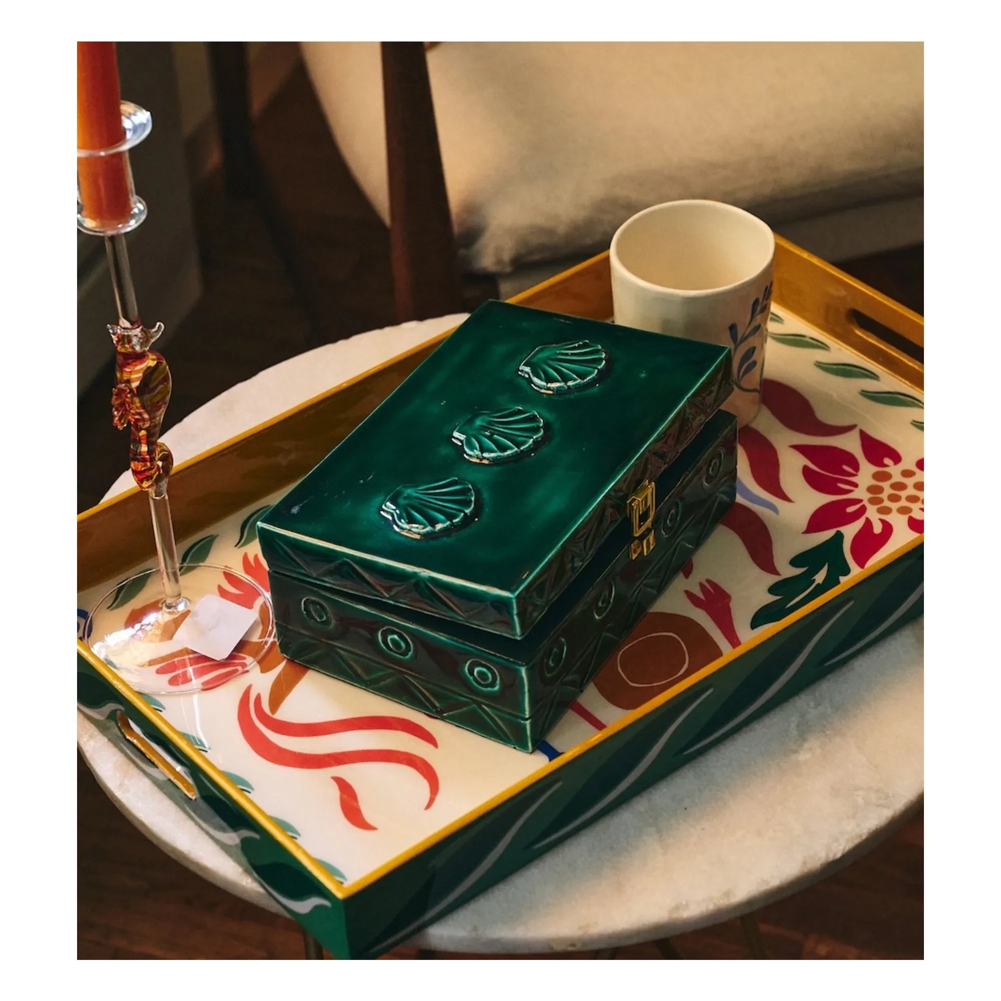 Anna + Nina - Caja de joyas de madera Tide | Verde