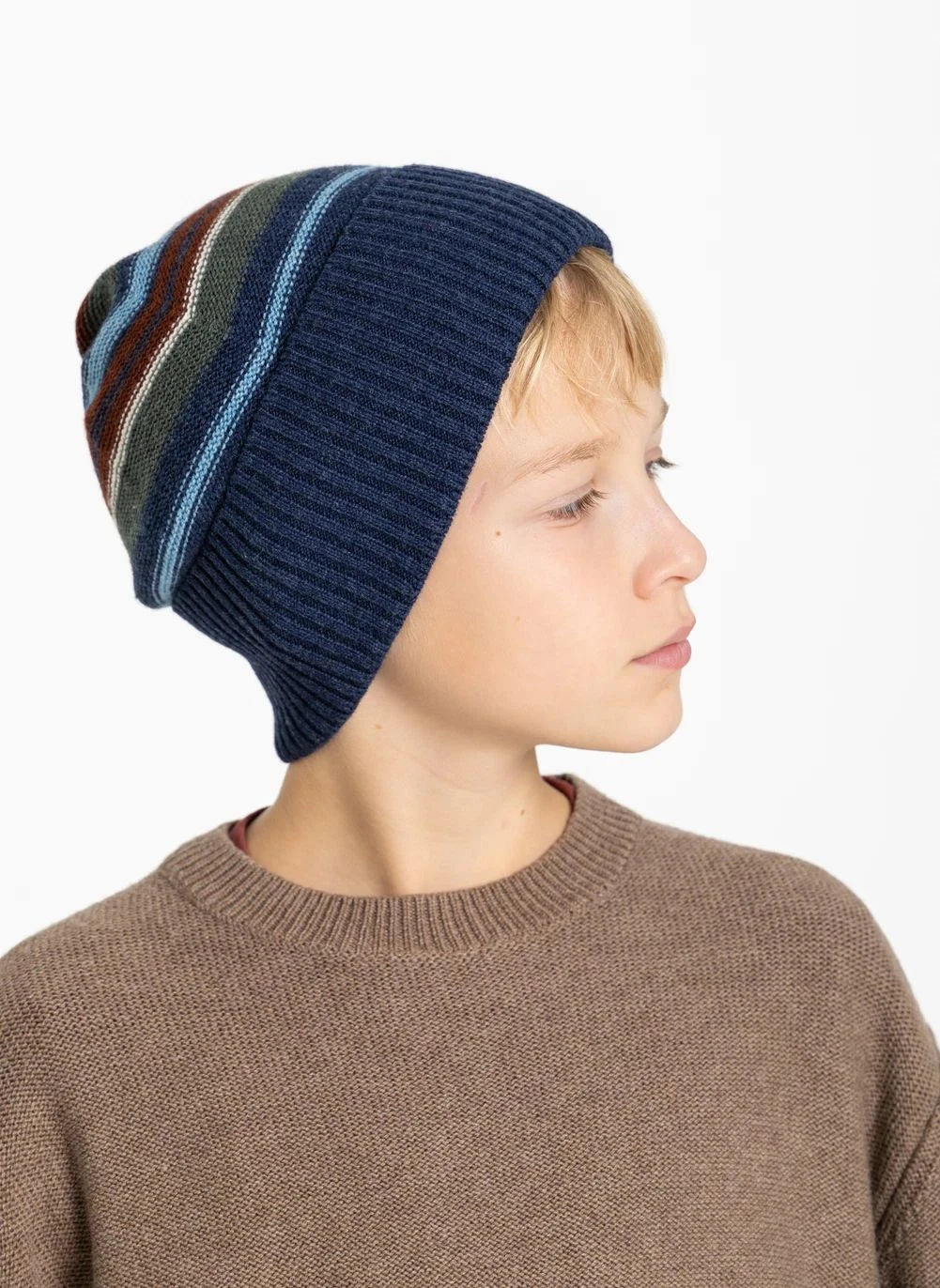 Smallable Kid - Gorra de lana a rayas Miro | Azul