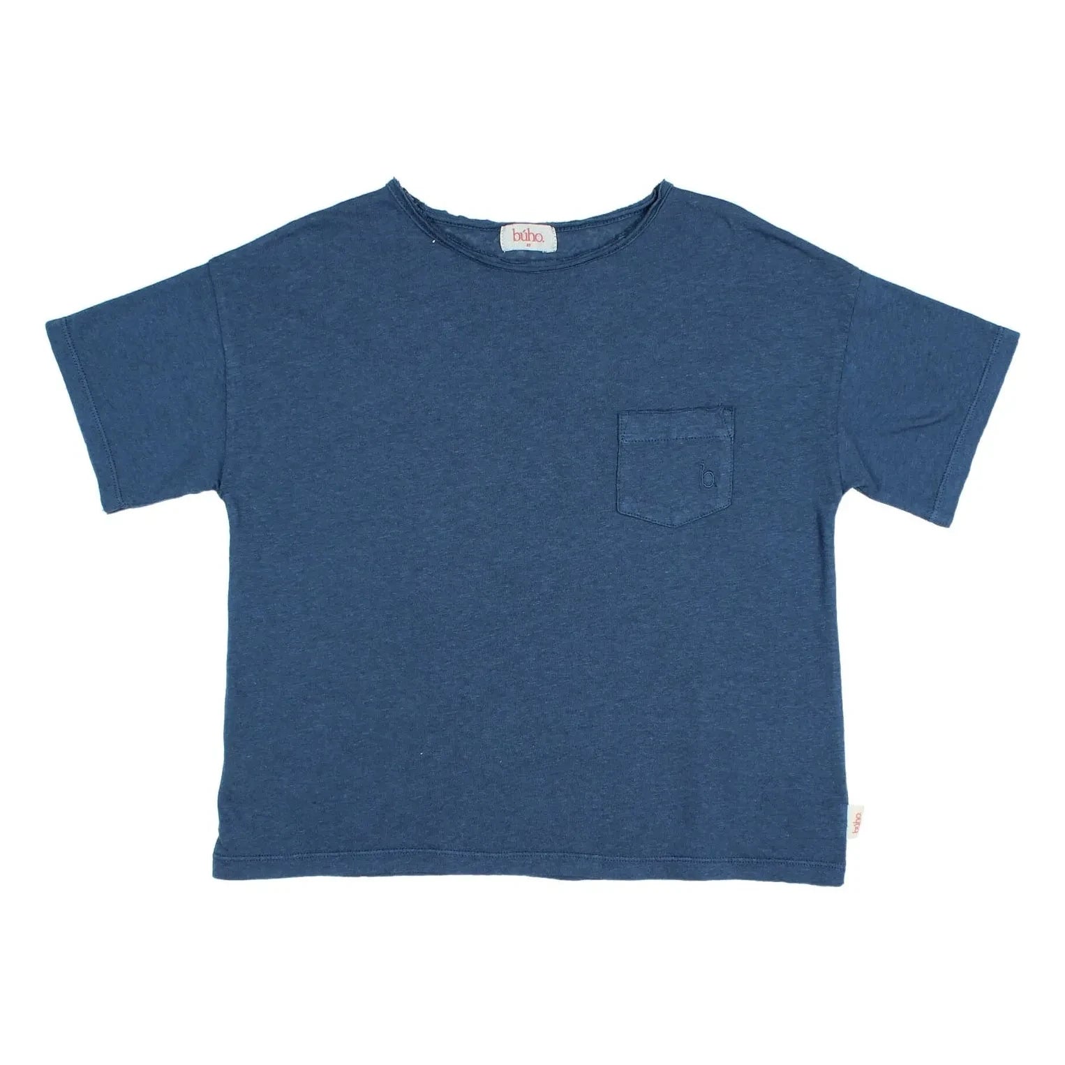 Búho - Camiseta de lino con bolsillo | Azul marino
