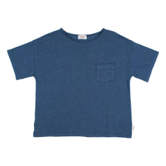 Búho - Camiseta de lino con bolsillo | Azul marino