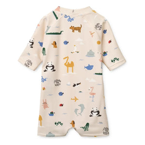 Liewood - Traje de baño Thor Animal con protección UV de fibras recicladas | Beige