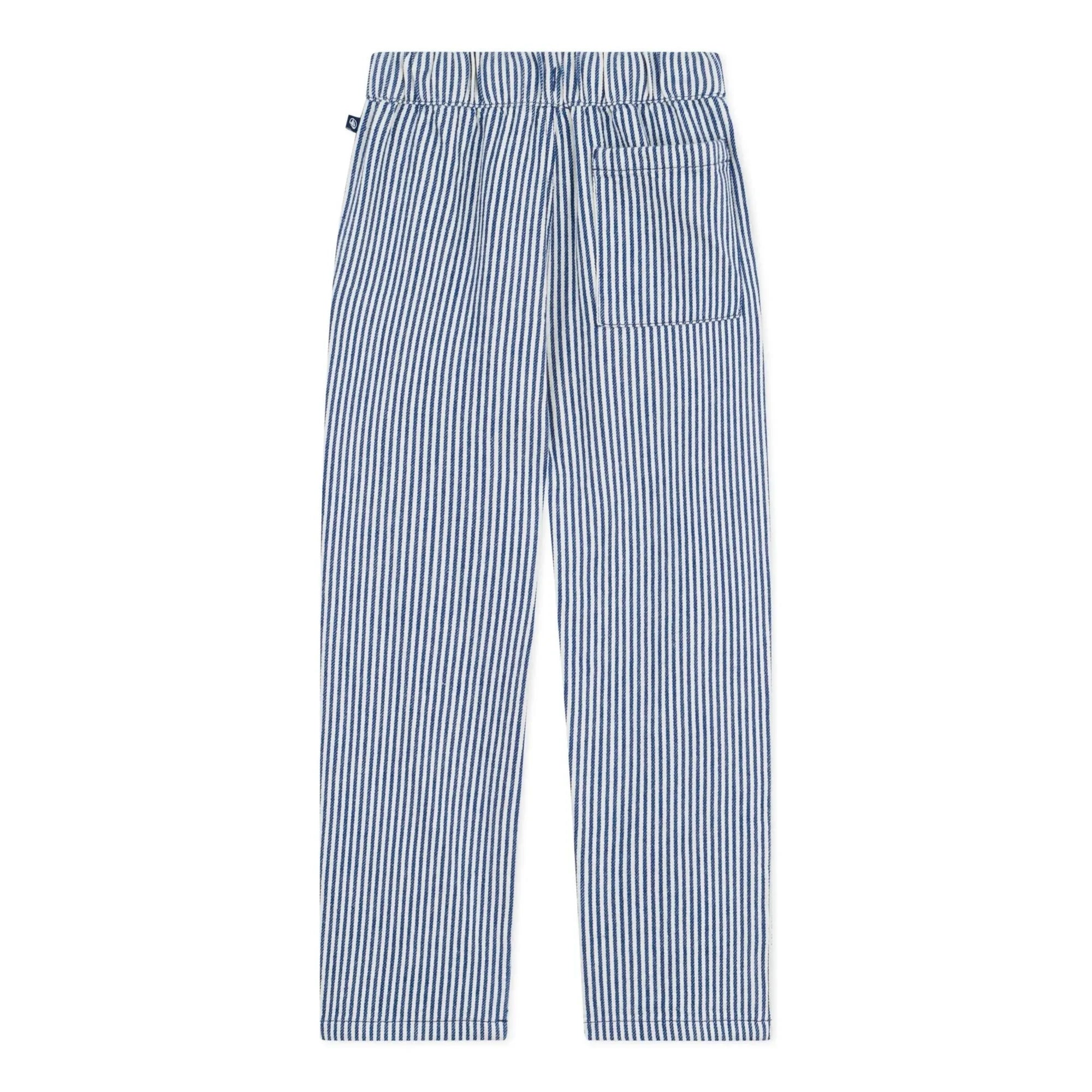 Petit Bateau - Pantalones de Algodón Orgánico a Rayas | Azul