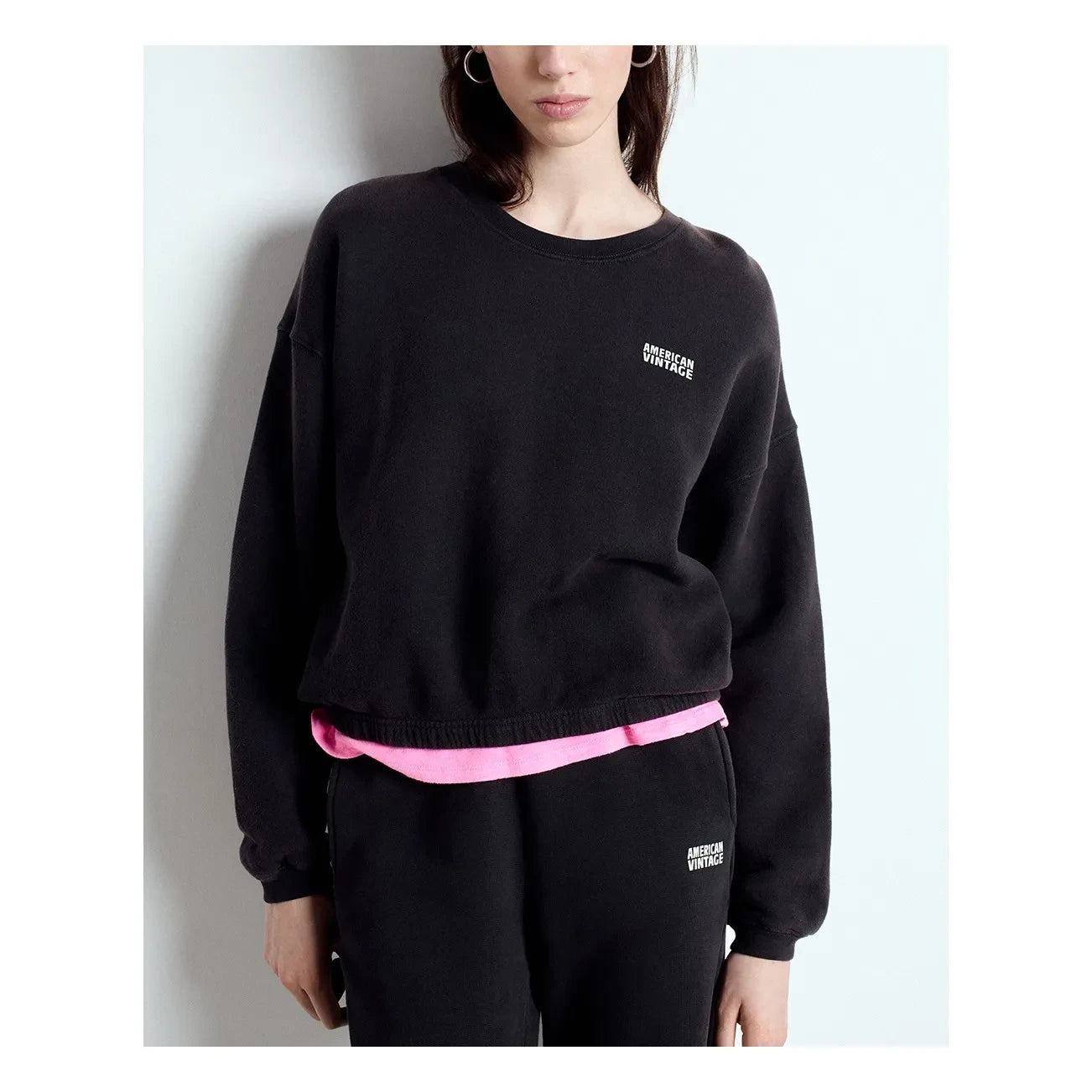 American Vintage - Izubird Pamuklu Sweatshirt | Kömür grisi
