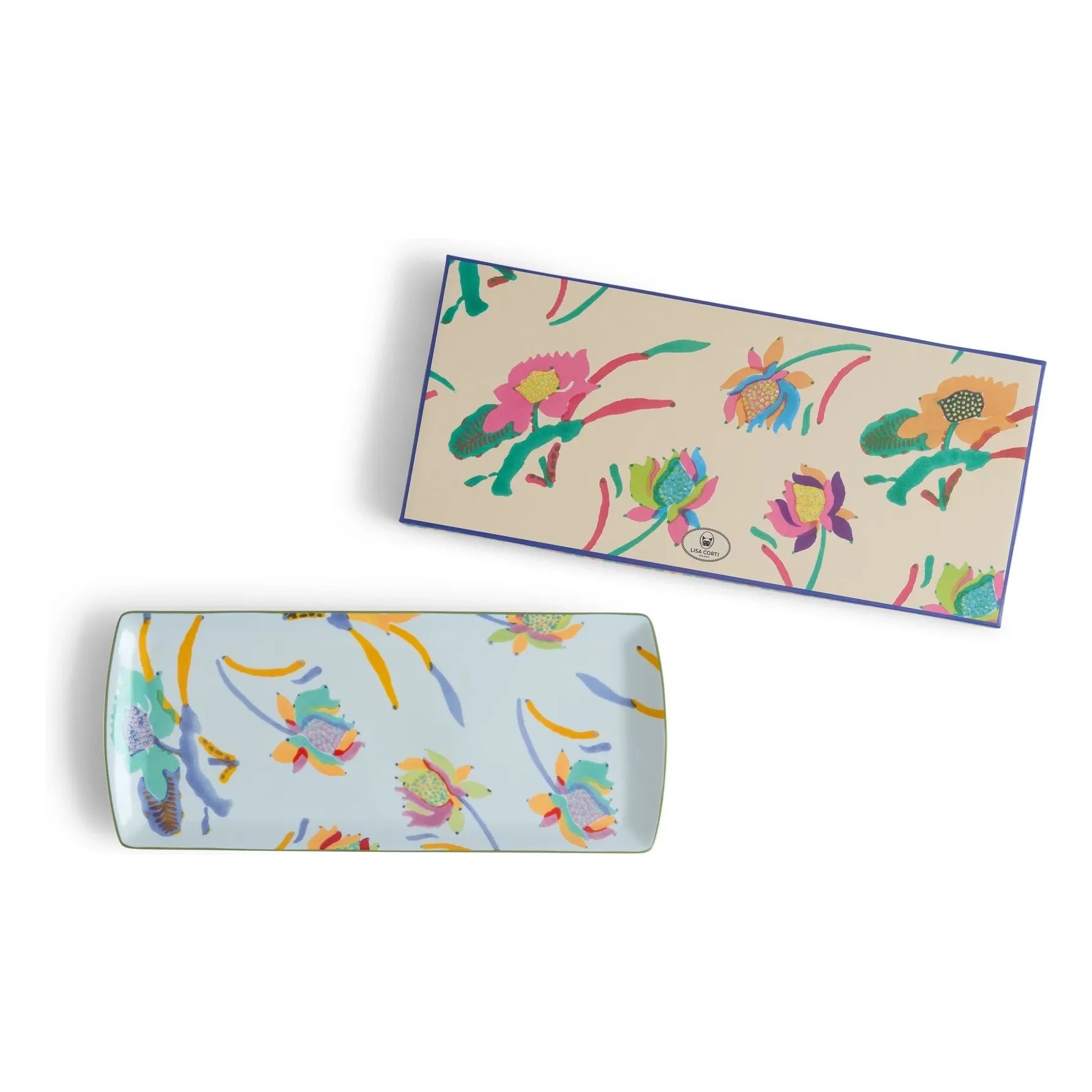 Lisa Corti - Bandeja rectangular de porcelana japonesa | Azul claro