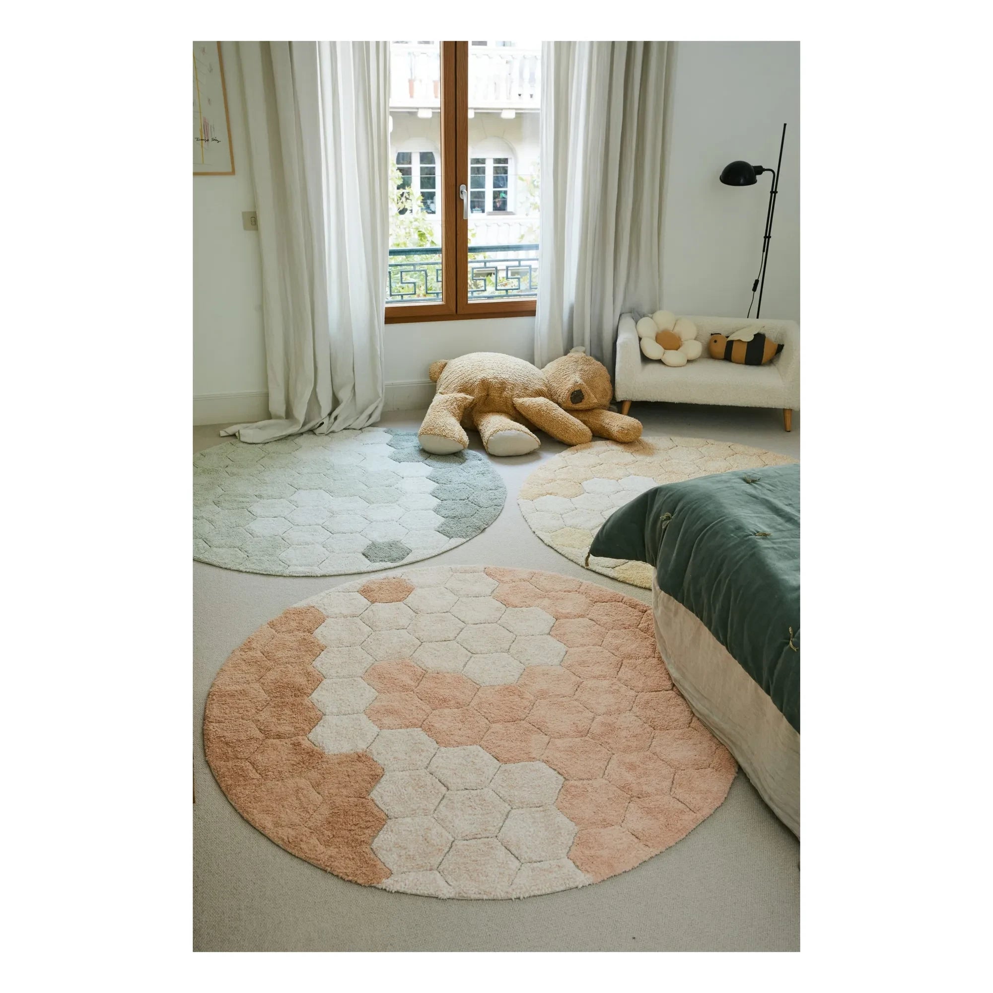 Lorena Canals - Alfombra redonda de panal de abeja | Rosa