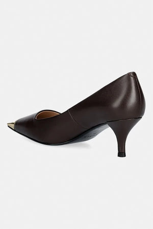 Zapatos de tacón de cuero con escote metálico Furla